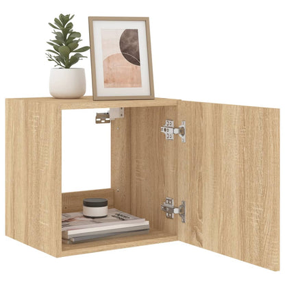 vidaXL TV Wall Cabinet with LED Lights Sonoma Oak 40.5x35x40 cm