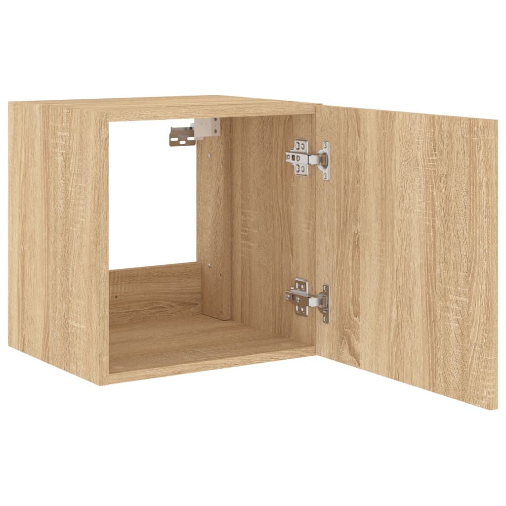 vidaXL TV Wall Cabinet with LED Lights Sonoma Oak 40.5x35x40 cm