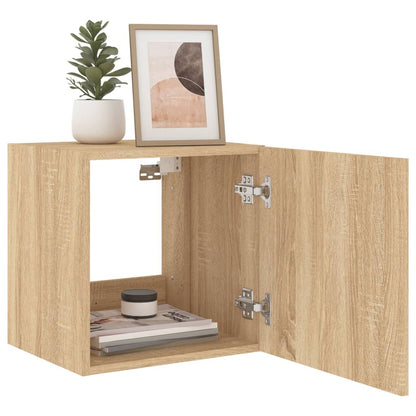 vidaXL TV Wall Cabinets with LED Lights 2 pcs Sonoma Oak 40.5x35x40 cm