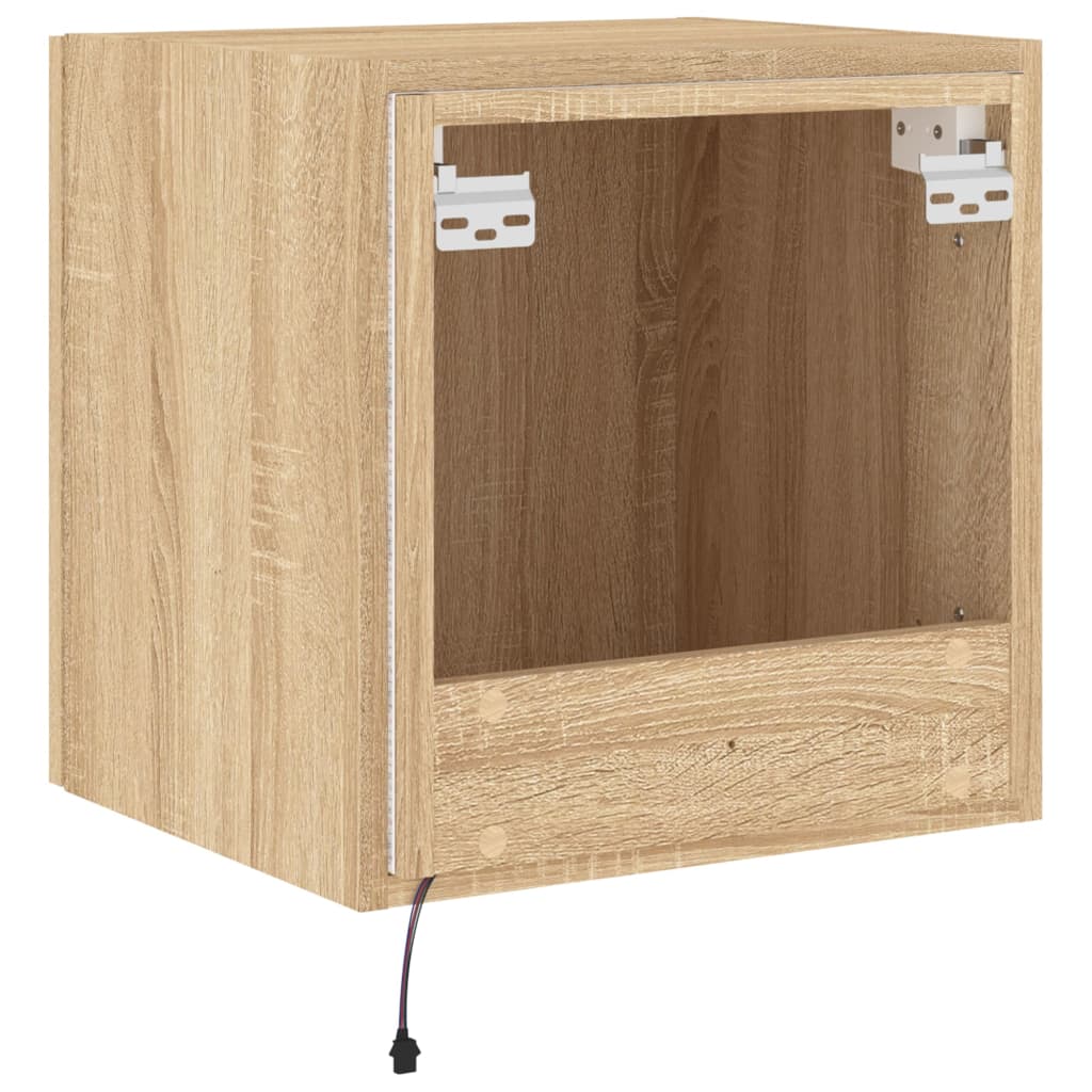 vidaXL TV Wall Cabinets with LED Lights 2 pcs Sonoma Oak 40.5x35x40 cm