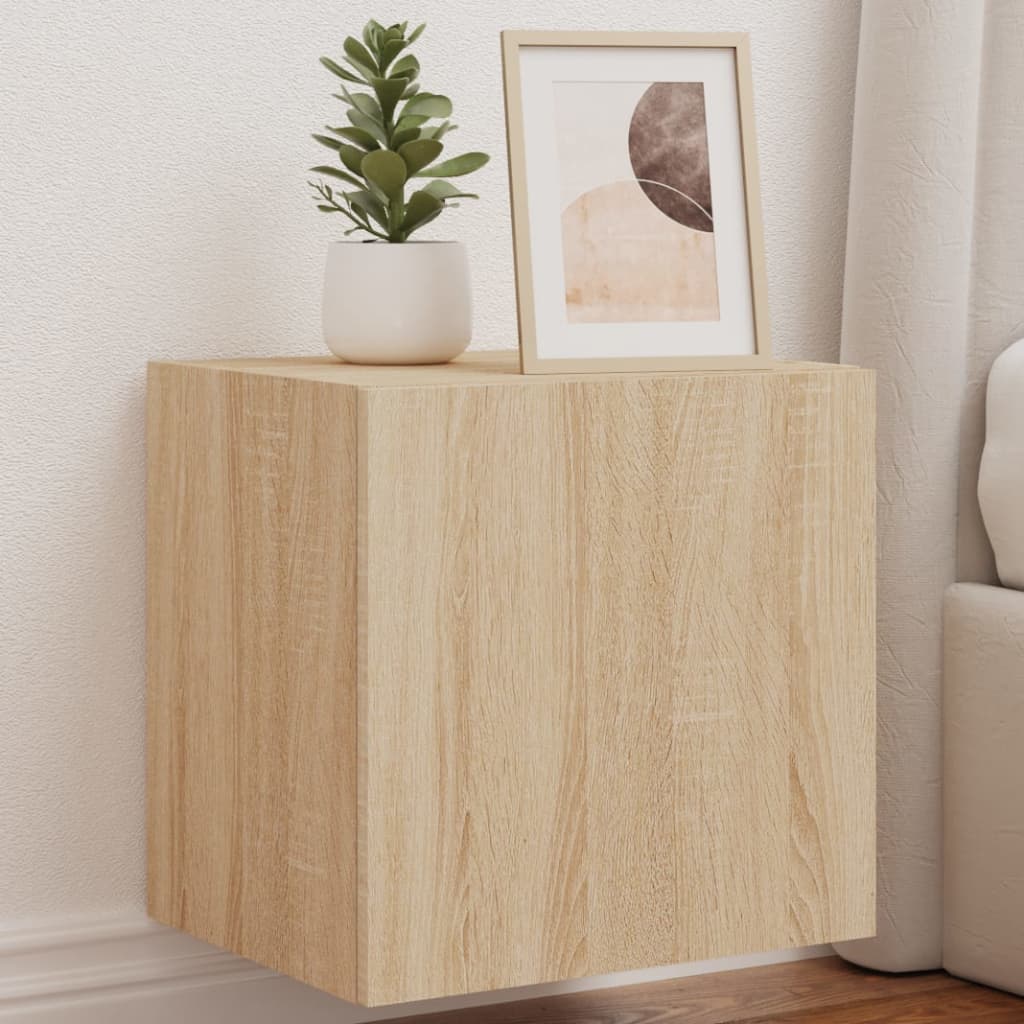 vidaXL TV Wall Cabinets with LED Lights 2 pcs Sonoma Oak 40.5x35x40 cm
