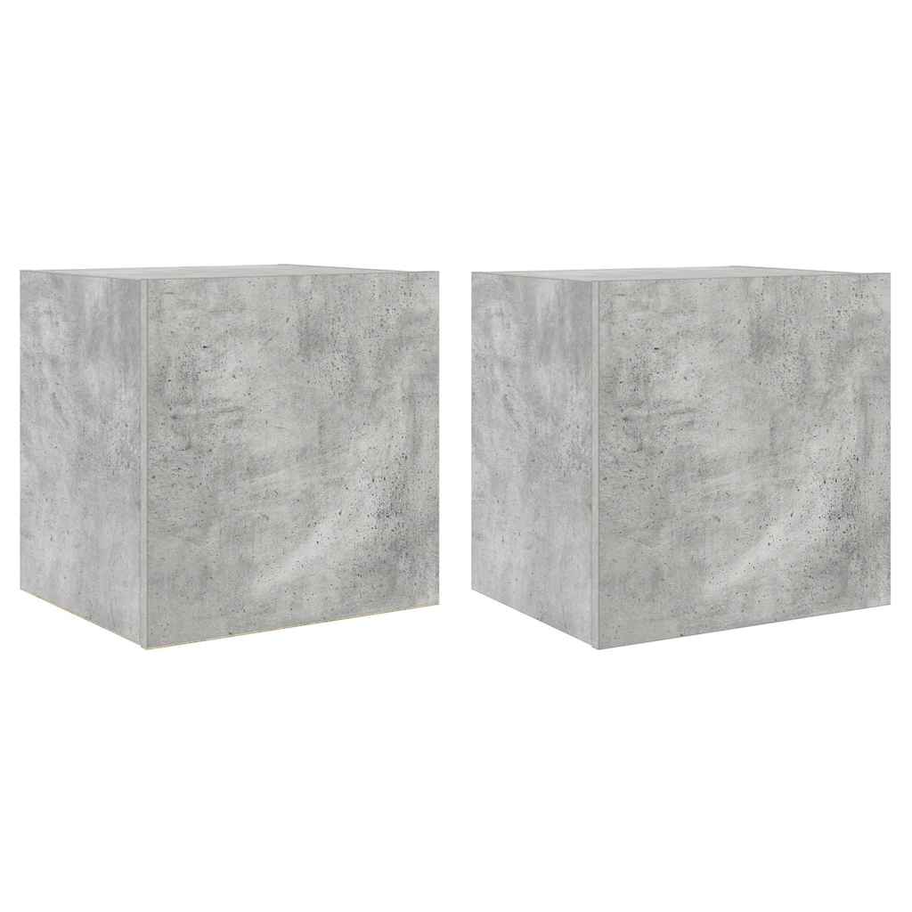 vidaXL TV Wall Cabinets with LED Lights 2 pcs Concrete Grey 40.5x35x40 cm