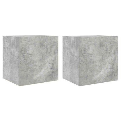 vidaXL TV Wall Cabinets with LED Lights 2 pcs Concrete Grey 40.5x35x40 cm