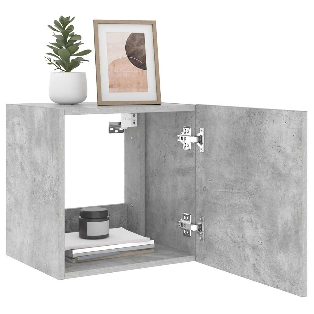 vidaXL TV Wall Cabinets with LED Lights 2 pcs Concrete Grey 40.5x35x40 cm