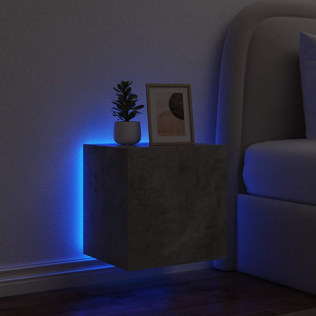vidaXL TV Wall Cabinets with LED Lights 2 pcs Concrete Grey 40.5x35x40 cm