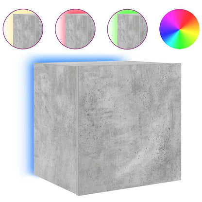 vidaXL TV Wall Cabinets with LED Lights 2 pcs Concrete Grey 40.5x35x40 cm