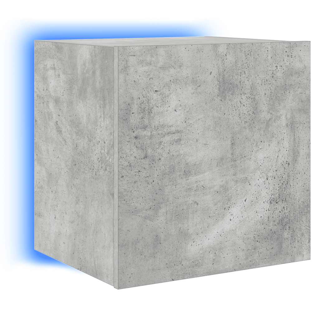 vidaXL TV Wall Cabinets with LED Lights 2 pcs Concrete Grey 40.5x35x40 cm
