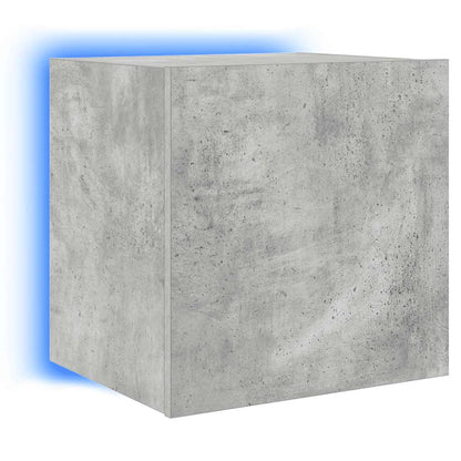 vidaXL TV Wall Cabinets with LED Lights 2 pcs Concrete Grey 40.5x35x40 cm