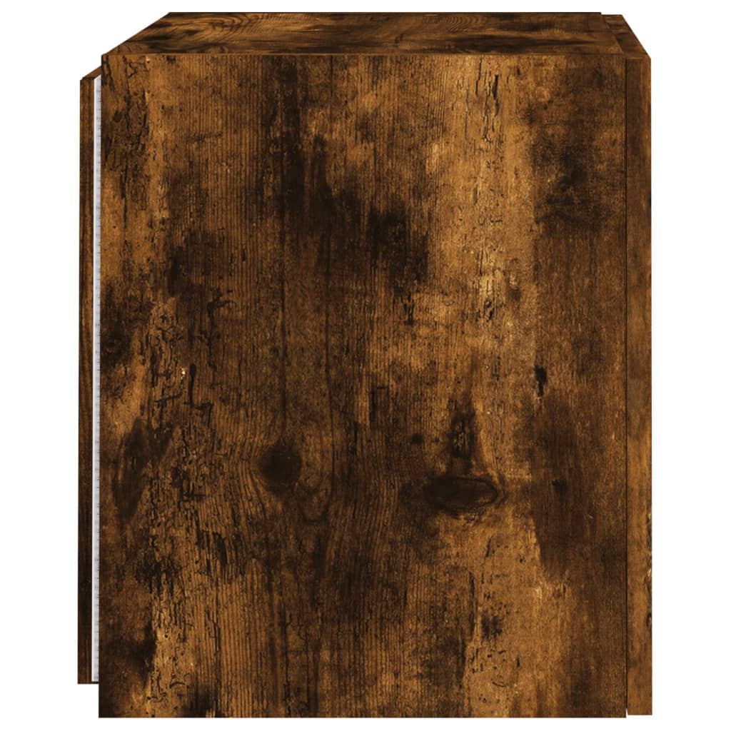 vidaXL TV Wall Cabinet with LED Lights Smoked Oak 40.5x35x40 cm