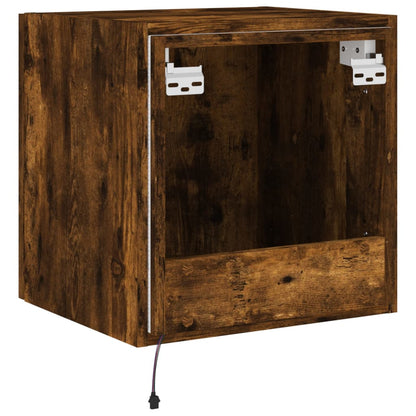 vidaXL TV Wall Cabinet with LED Lights Smoked Oak 40.5x35x40 cm