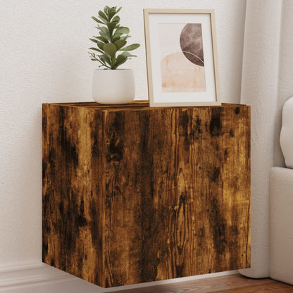 vidaXL TV Wall Cabinets with LED Lights 2 pcs Smoked Oak 40.5x35x40 cm