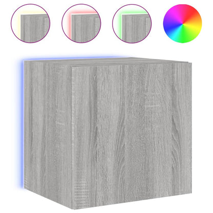 vidaXL TV Wall Cabinet with LED Lights Grey Sonoma 40.5x35x40 cm