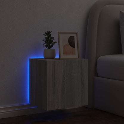 vidaXL TV Wall Cabinet with LED Lights Grey Sonoma 40.5x35x40 cm