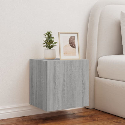 vidaXL TV Wall Cabinet with LED Lights Grey Sonoma 40.5x35x40 cm