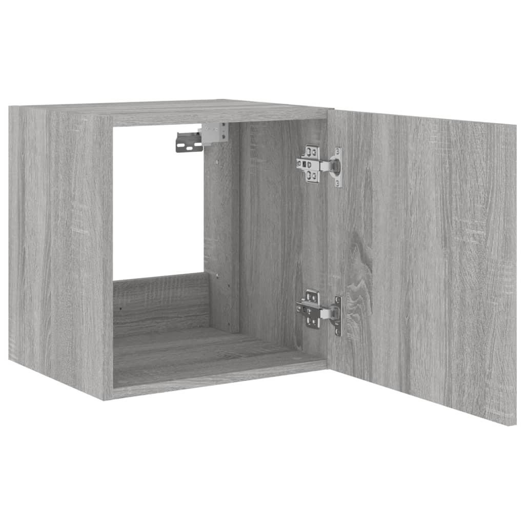 vidaXL TV Wall Cabinet with LED Lights Grey Sonoma 40.5x35x40 cm