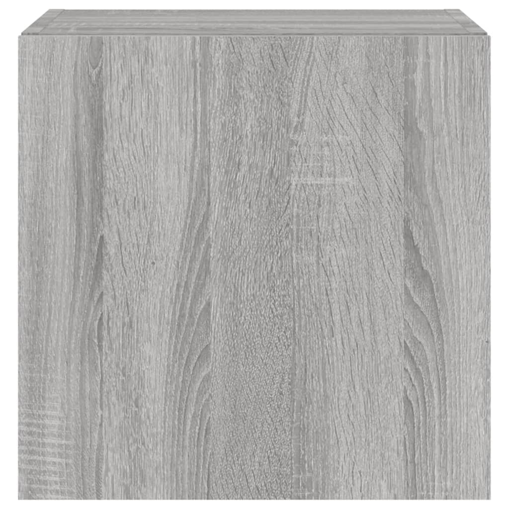 vidaXL TV Wall Cabinet with LED Lights Grey Sonoma 40.5x35x40 cm