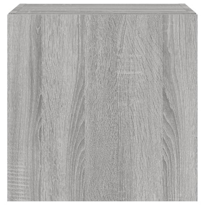 vidaXL TV Wall Cabinet with LED Lights Grey Sonoma 40.5x35x40 cm