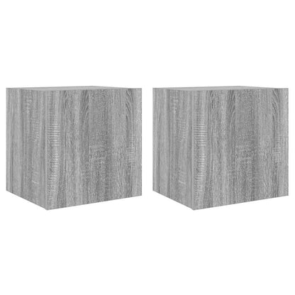 vidaXL TV Wall Cabinets with LED Lights 2 pcs Grey Sonoma 40.5x35x40 cm