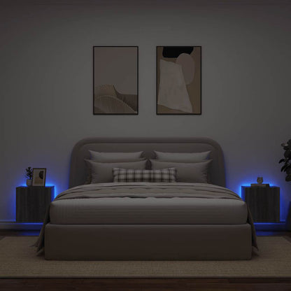vidaXL TV Wall Cabinets with LED Lights 2 pcs Grey Sonoma 40.5x35x40 cm