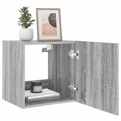vidaXL TV Wall Cabinets with LED Lights 2 pcs Grey Sonoma 40.5x35x40 cm