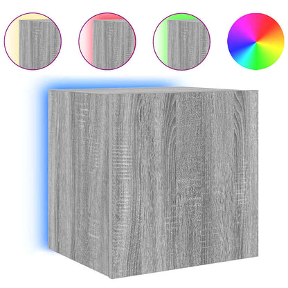 vidaXL TV Wall Cabinets with LED Lights 2 pcs Grey Sonoma 40.5x35x40 cm