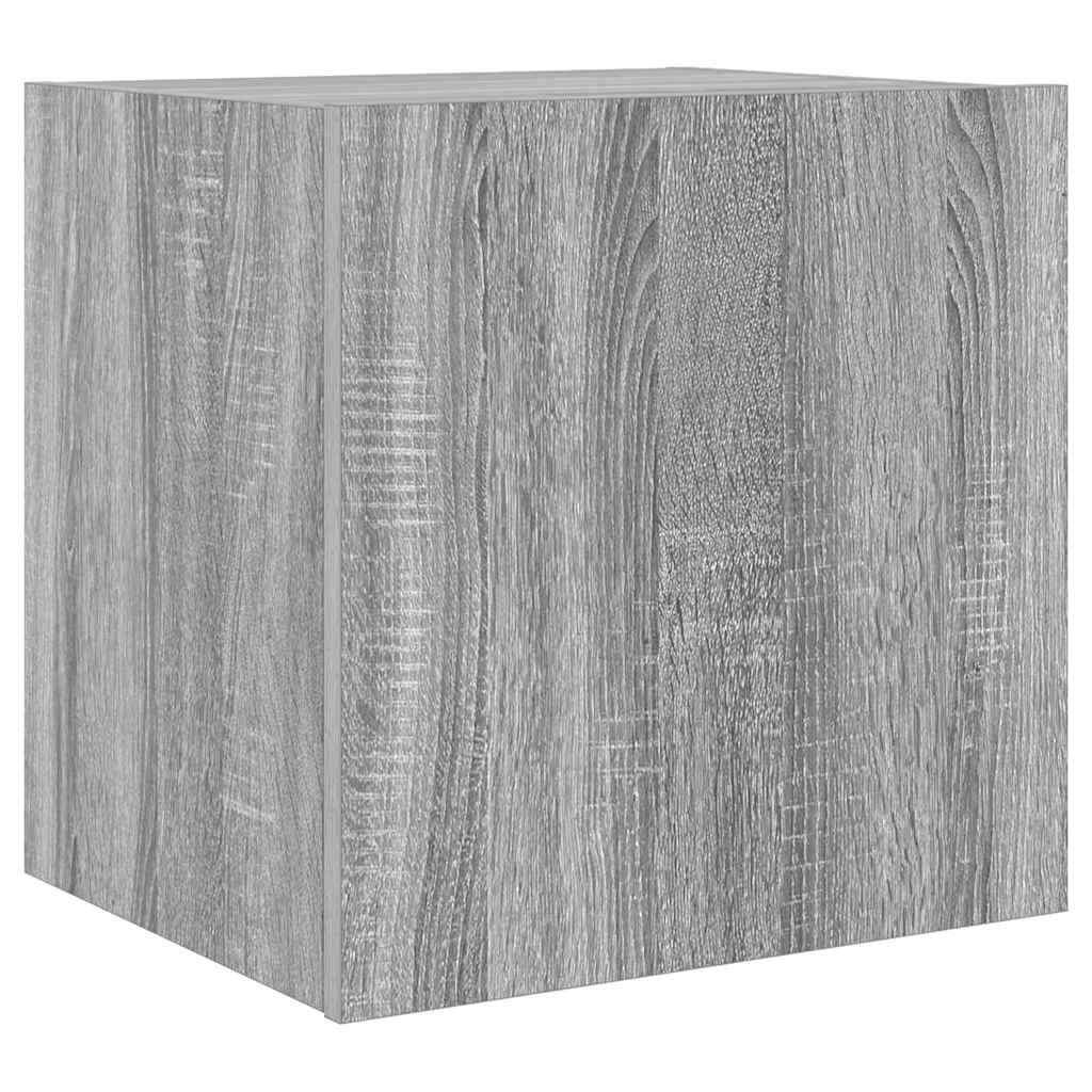 vidaXL TV Wall Cabinets with LED Lights 2 pcs Grey Sonoma 40.5x35x40 cm