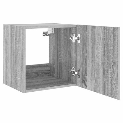 vidaXL TV Wall Cabinets with LED Lights 2 pcs Grey Sonoma 40.5x35x40 cm