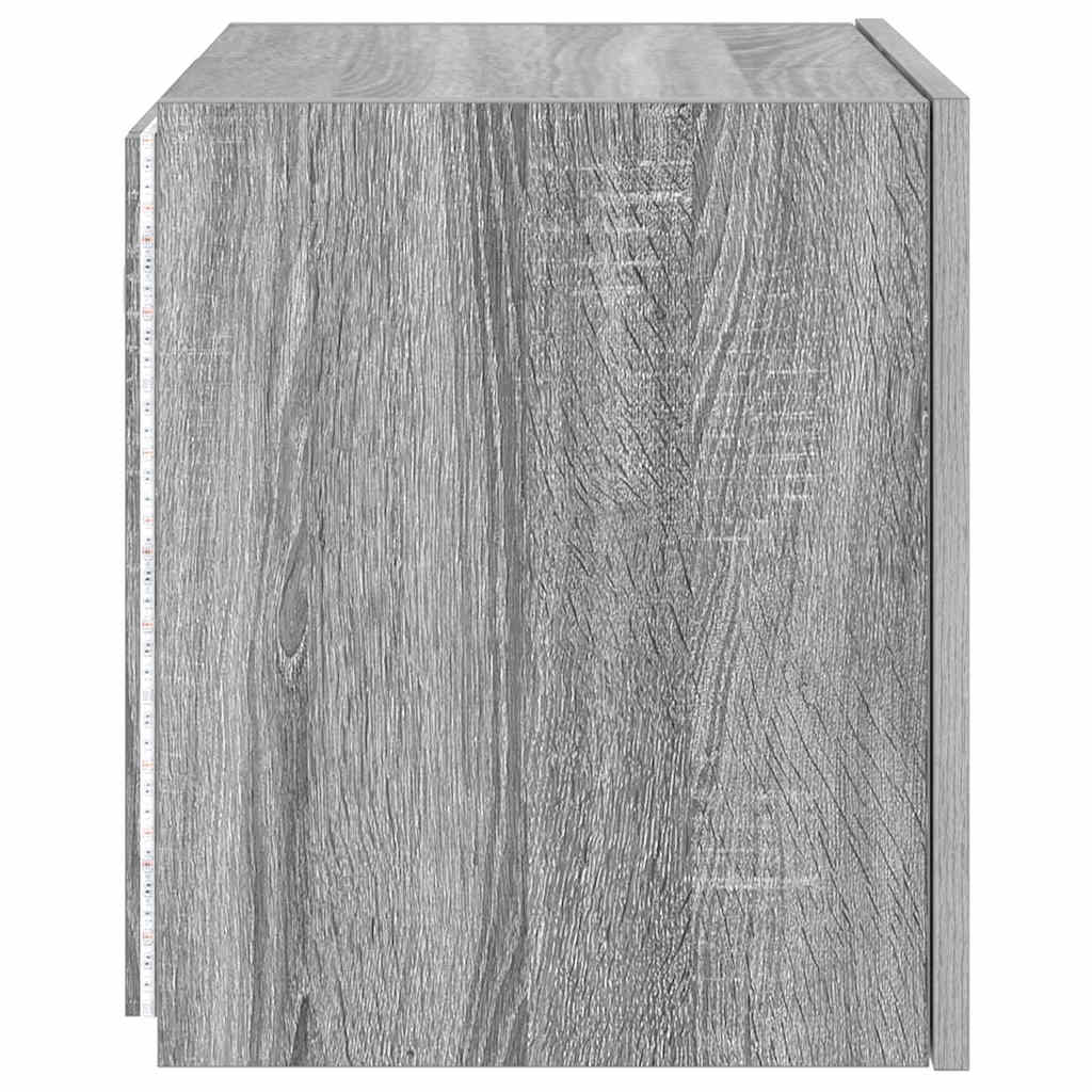 vidaXL TV Wall Cabinets with LED Lights 2 pcs Grey Sonoma 40.5x35x40 cm