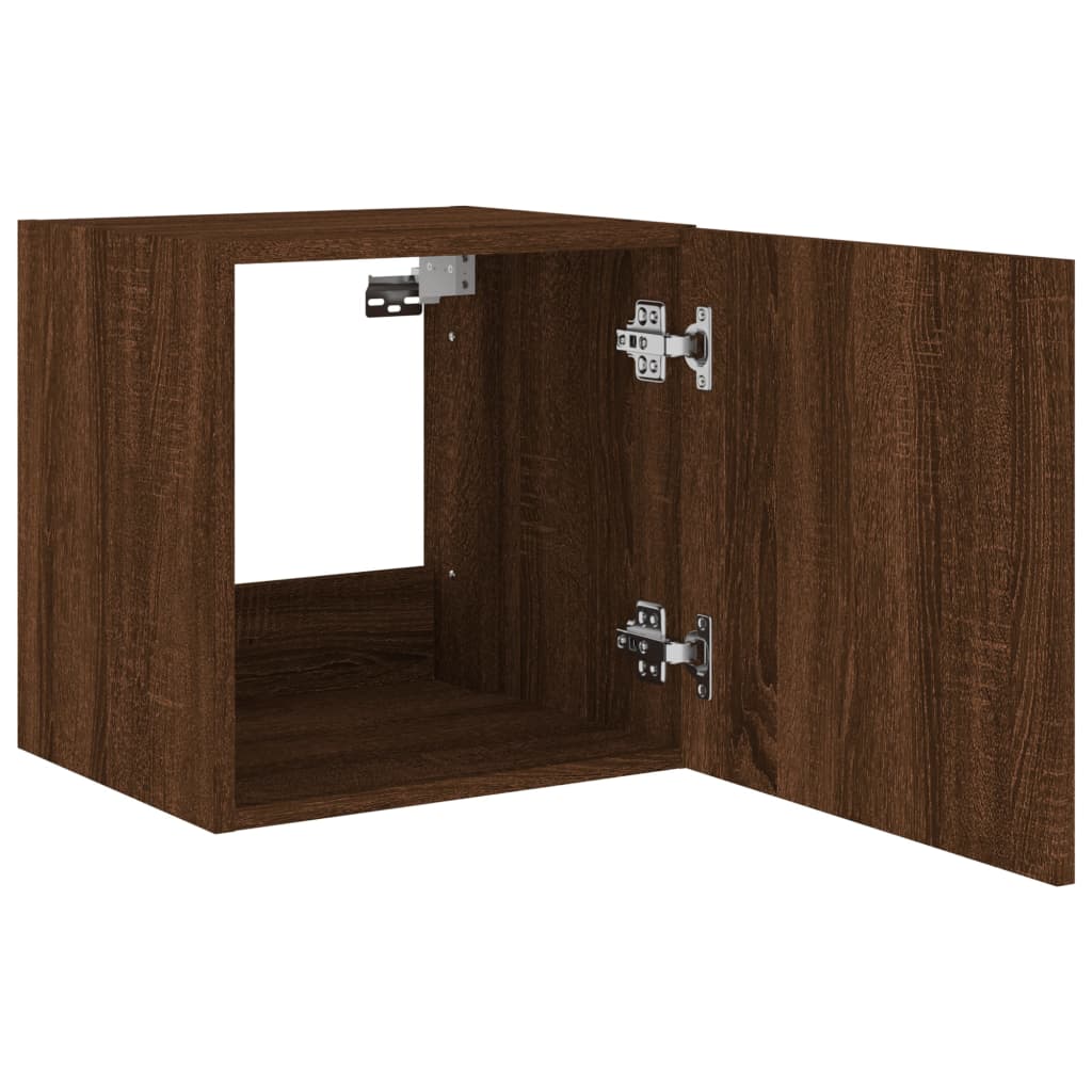 vidaXL TV Wall Cabinet with LED Lights Brown Oak 40.5x35x40 cm