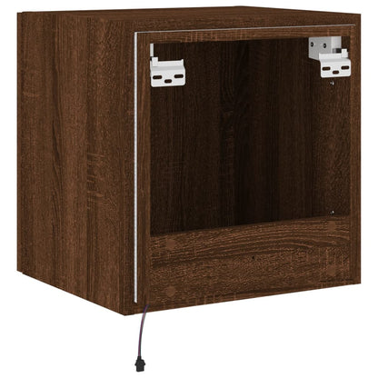 vidaXL TV Wall Cabinet with LED Lights Brown Oak 40.5x35x40 cm