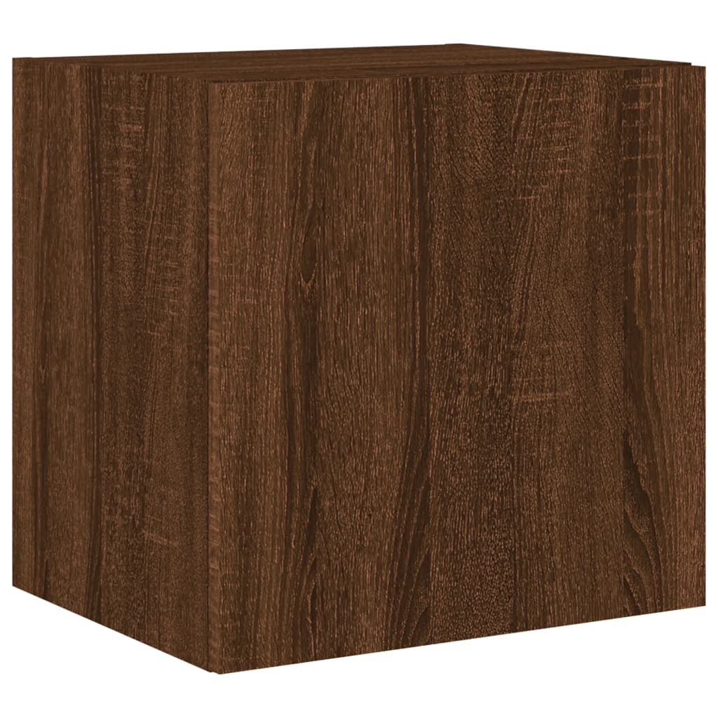 vidaXL TV Wall Cabinets with LED Lights 2 pcs Brown Oak 40.5x35x40 cm