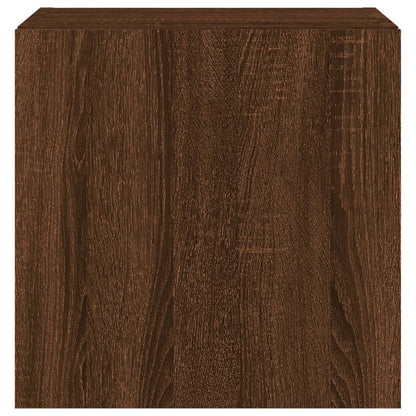 vidaXL TV Wall Cabinets with LED Lights 2 pcs Brown Oak 40.5x35x40 cm