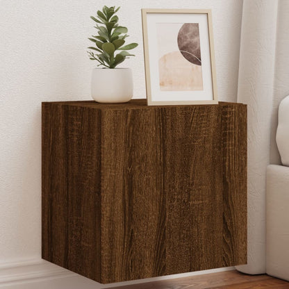 vidaXL TV Wall Cabinets with LED Lights 2 pcs Brown Oak 40.5x35x40 cm
