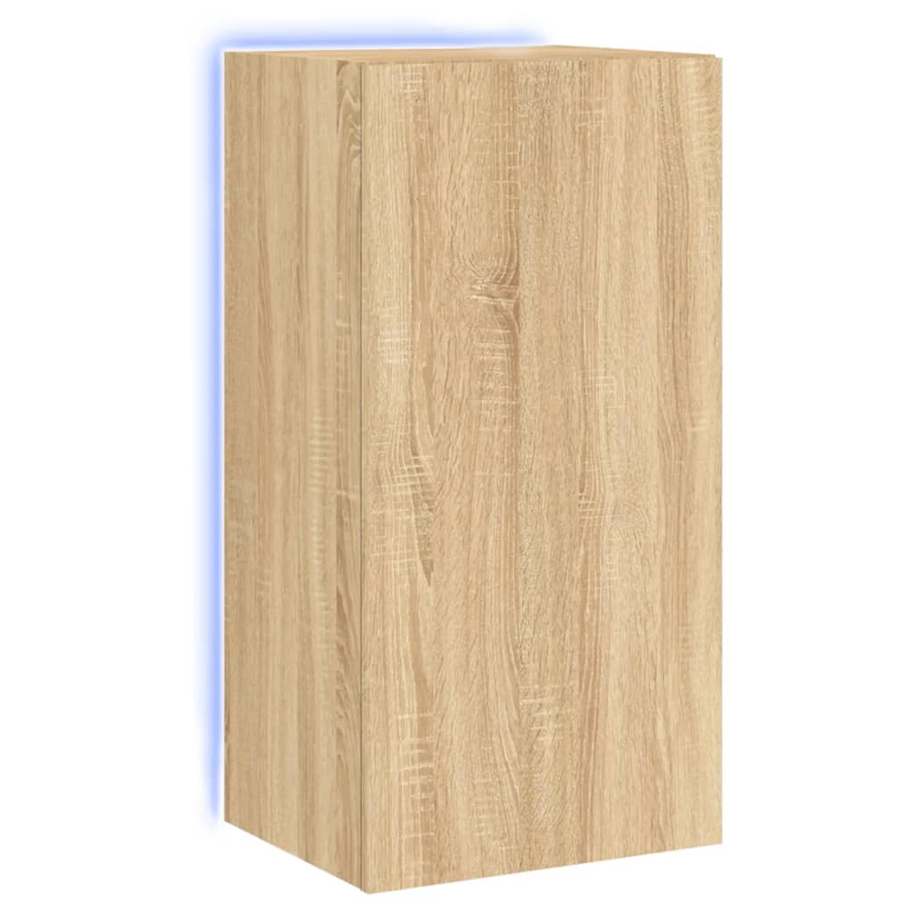 vidaXL TV Wall Cabinet with LED Lights Sonoma Oak 40.5x35x80 cm