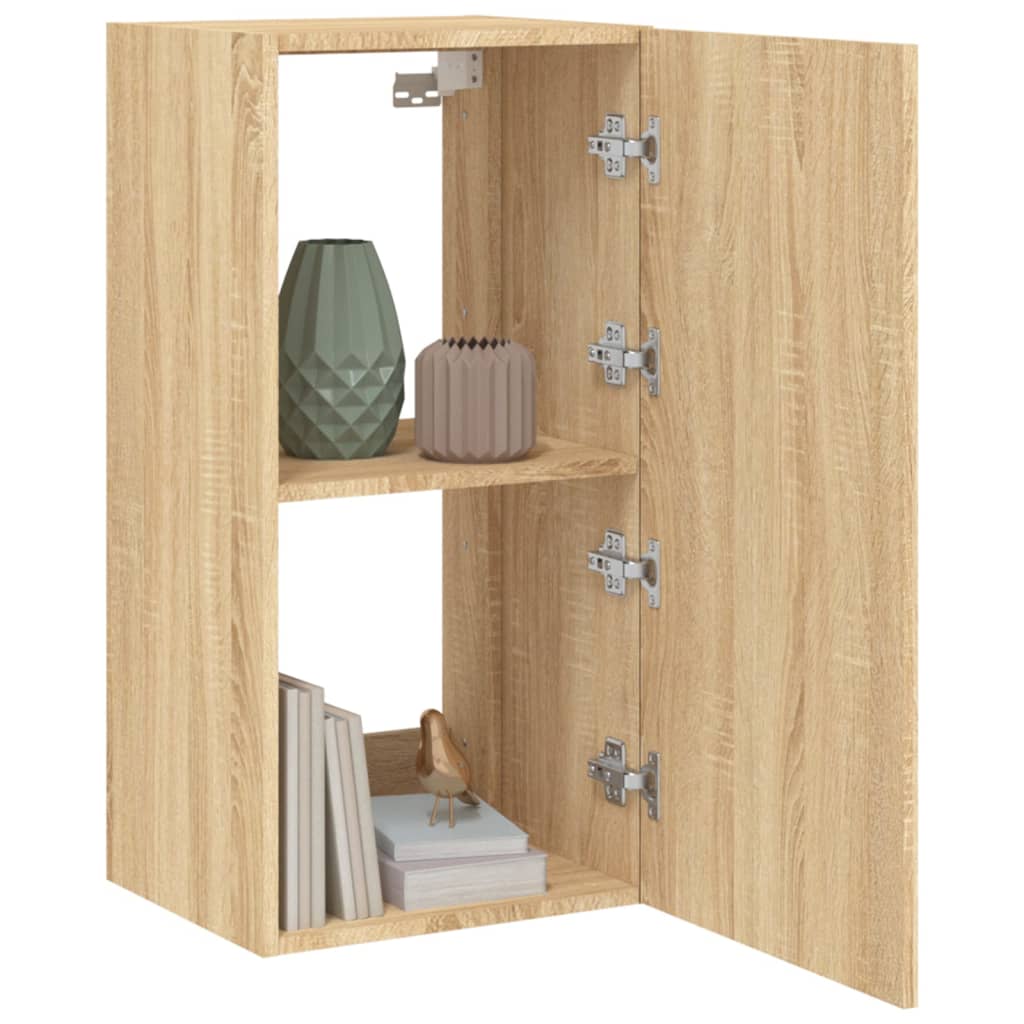 vidaXL TV Wall Cabinet with LED Lights Sonoma Oak 40.5x35x80 cm