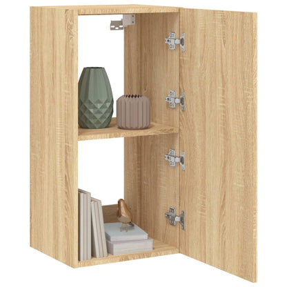 vidaXL TV Wall Cabinet with LED Lights Sonoma Oak 40.5x35x80 cm
