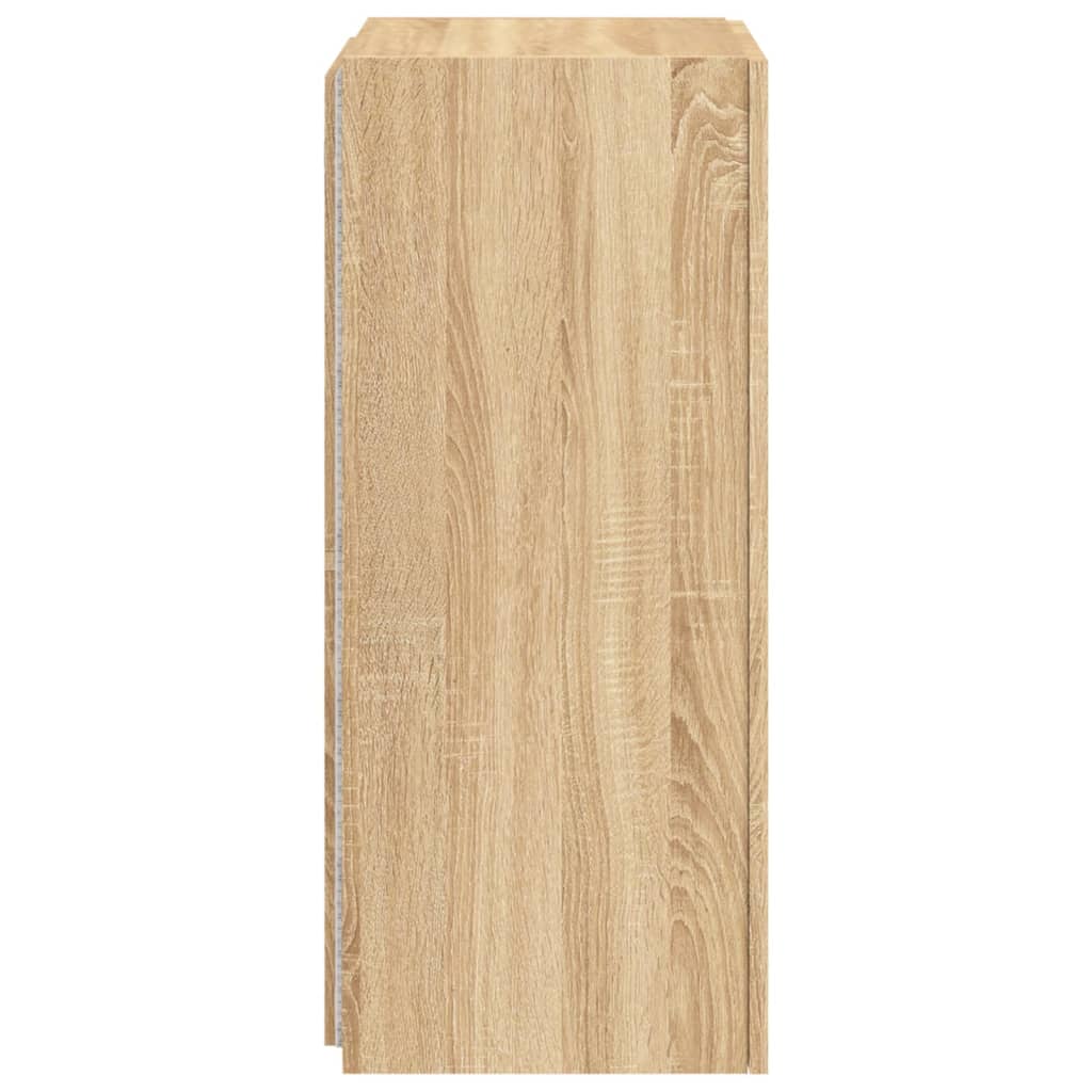 vidaXL TV Wall Cabinet with LED Lights Sonoma Oak 40.5x35x80 cm