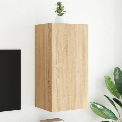 vidaXL TV Wall Cabinet with LED Lights Sonoma Oak 40.5x35x80 cm