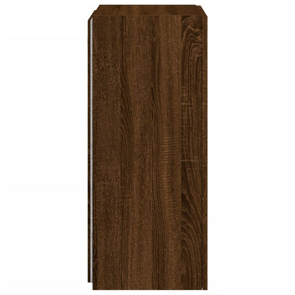 vidaXL TV Wall Cabinet with LED Lights Brown Oak 40.5x35x80 cm