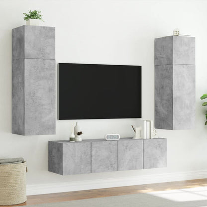 vidaXL TV Wall Cabinet with LED Lights Concrete Grey 60x35x31 cm