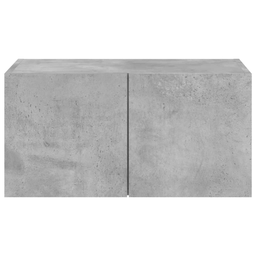 vidaXL TV Wall Cabinet with LED Lights Concrete Grey 60x35x31 cm
