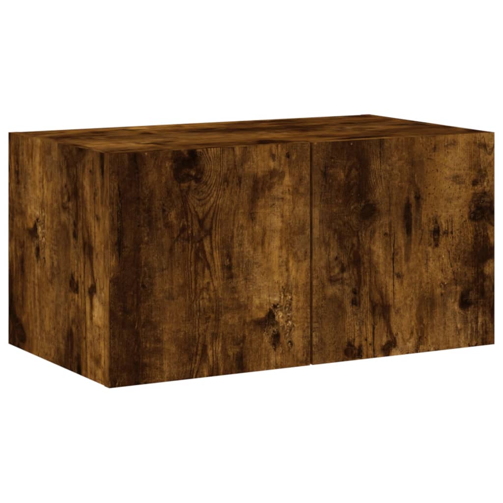 vidaXL TV Wall Cabinet with LED Lights Smoked Oak 60x35x31 cm