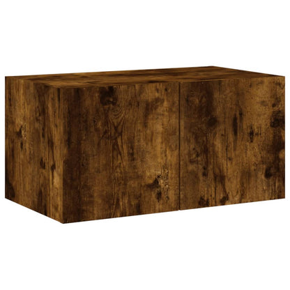vidaXL TV Wall Cabinet with LED Lights Smoked Oak 60x35x31 cm
