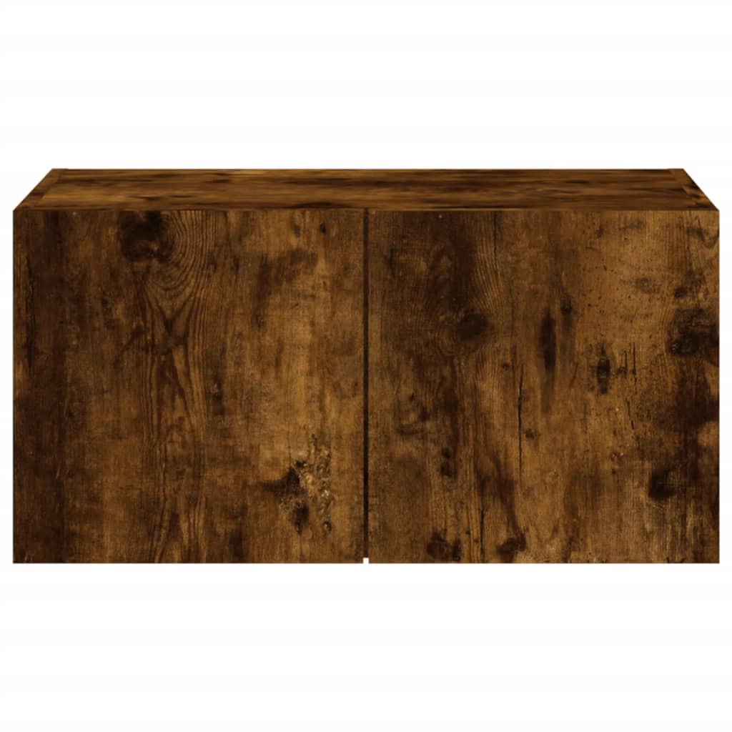 vidaXL TV Wall Cabinet with LED Lights Smoked Oak 60x35x31 cm