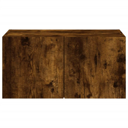 vidaXL TV Wall Cabinet with LED Lights Smoked Oak 60x35x31 cm