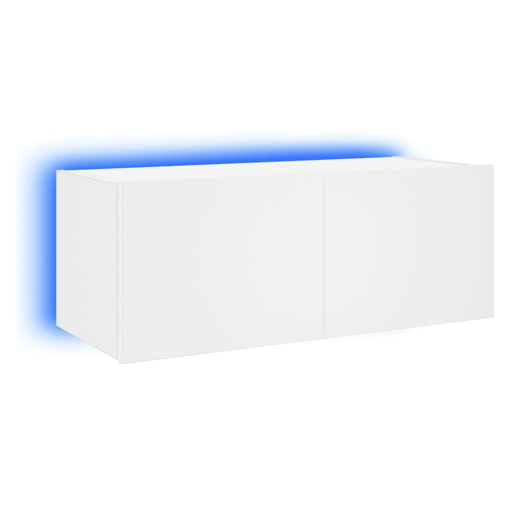 vidaXL TV Wall Cabinet with LED Lights White 80x35x31 cm