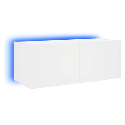 vidaXL TV Wall Cabinet with LED Lights White 80x35x31 cm