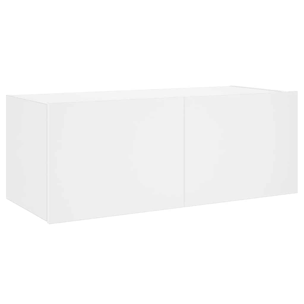 vidaXL TV Wall Cabinet with LED Lights White 80x35x31 cm