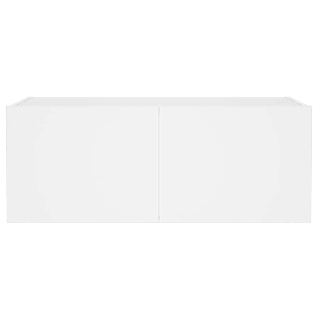 vidaXL TV Wall Cabinet with LED Lights White 80x35x31 cm