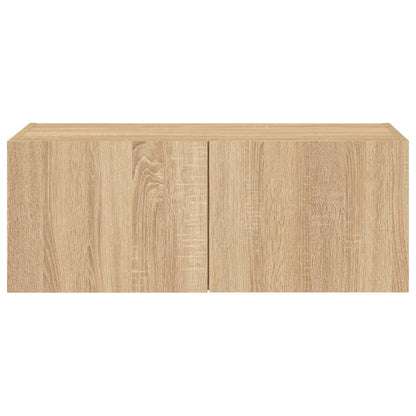 vidaXL TV Wall Cabinet with LED Lights Sonoma Oak 80x35x31 cm